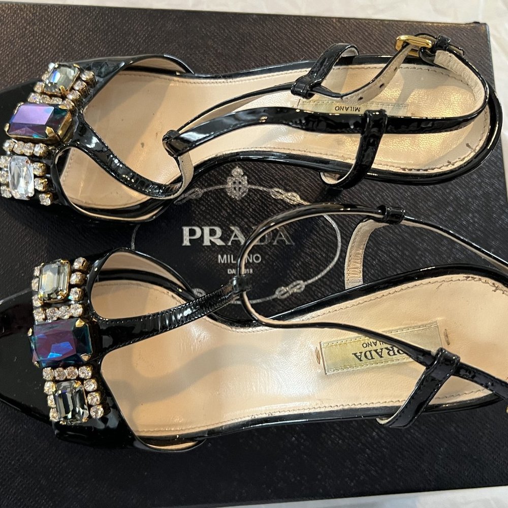 Prada Women's Shoes/CALZATURE DONNA-Vernice Jewels/size: 37.5/Blsck